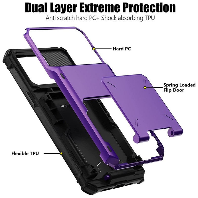 Flip Cover Concealed Card Slot Anti-drop Heavy Duty Phone Case